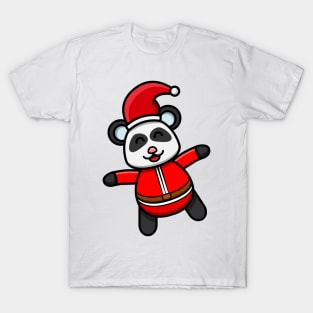 Sticker and Label Of  Cute Baby Christmas Panda T-Shirt